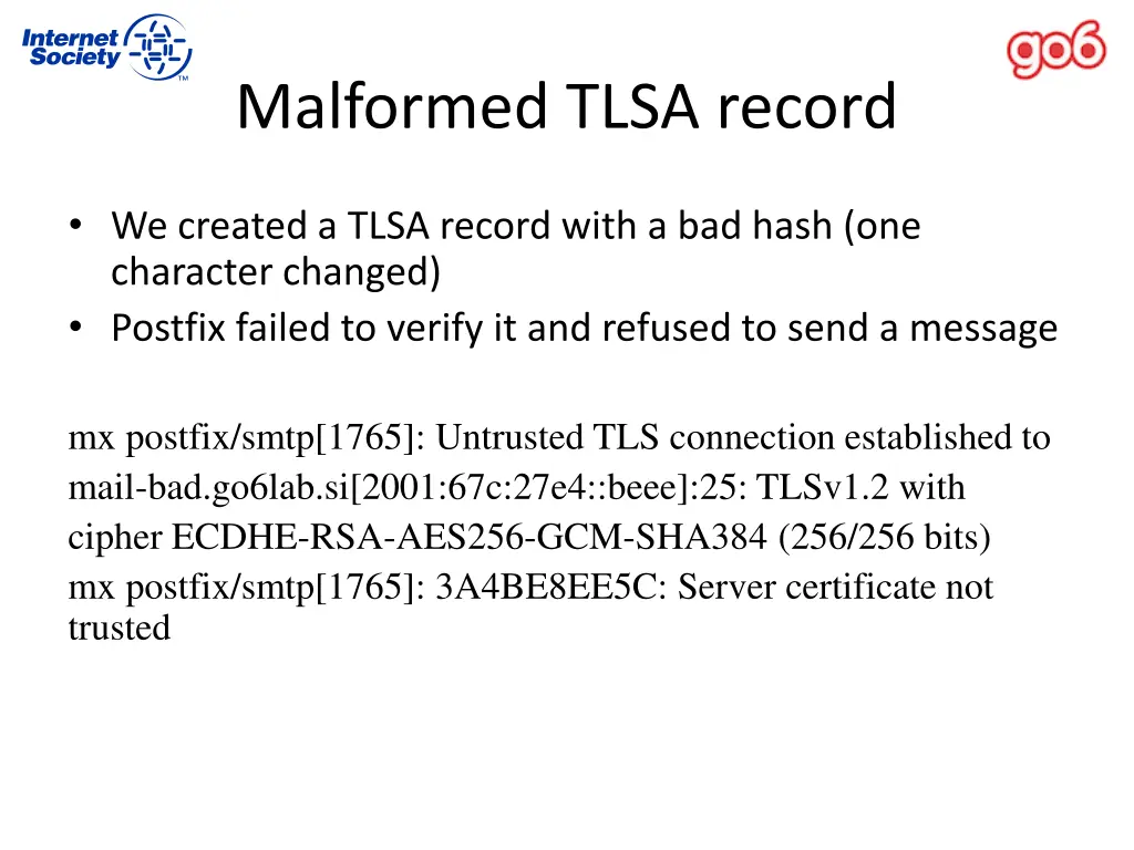 malformed tlsa record