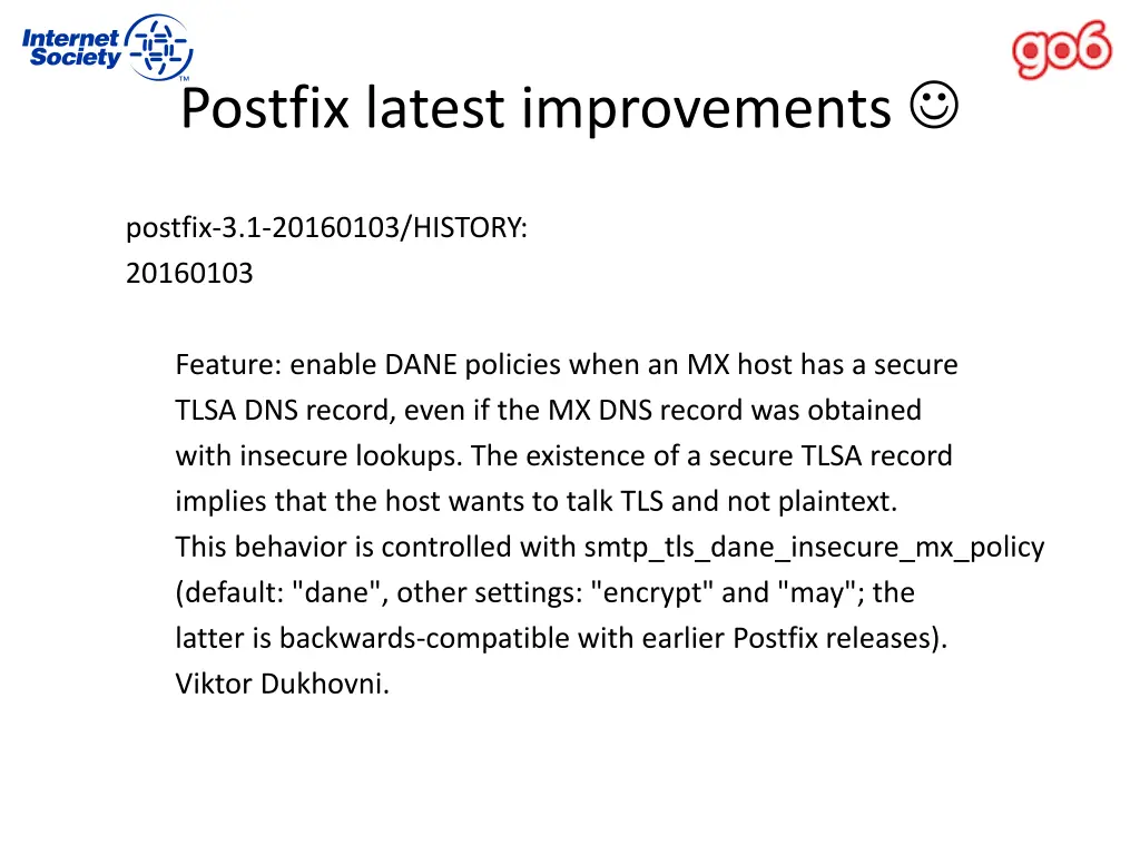 postfix latest improvements