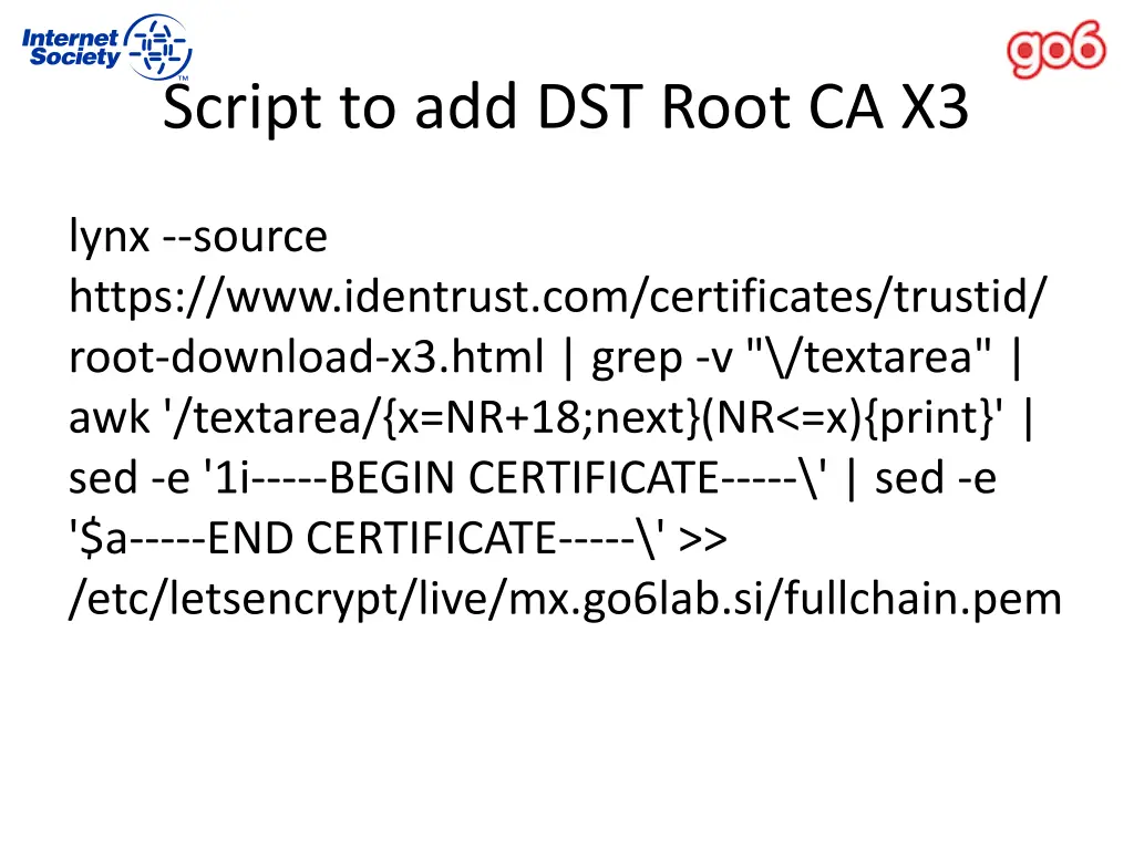 script to add dst root ca x3