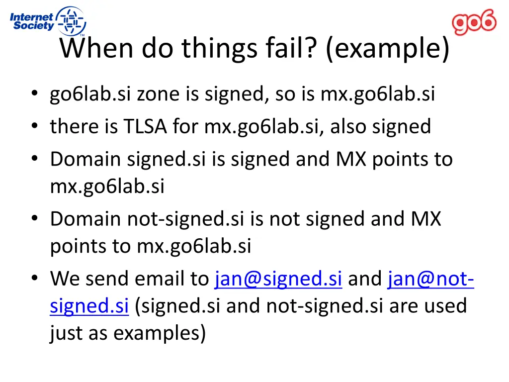 when do things fail example