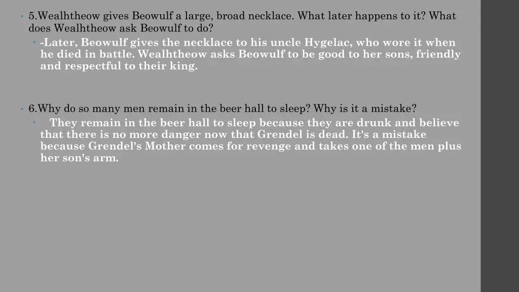 5 wealhtheow gives beowulf a large broad necklace