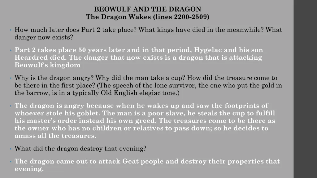 beowulf and the dragon the dragon wakes lines 1