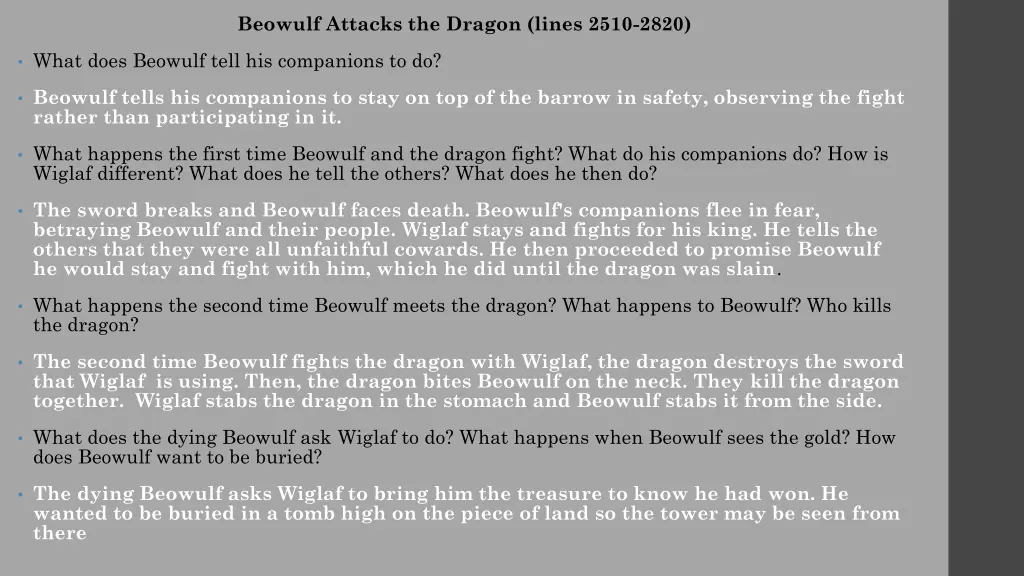 beowulf attacks the dragon lines 2510 2820