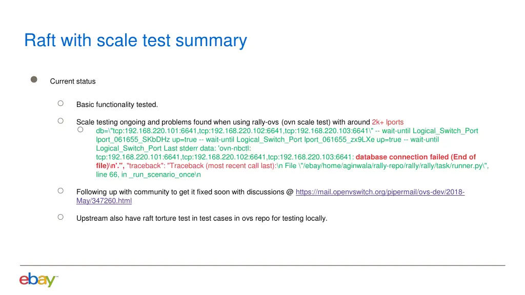 raft with scale test summary