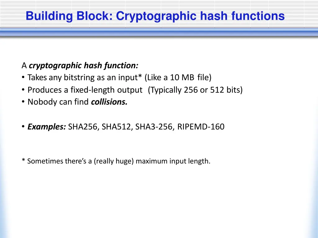 building block cryptographic hash functions