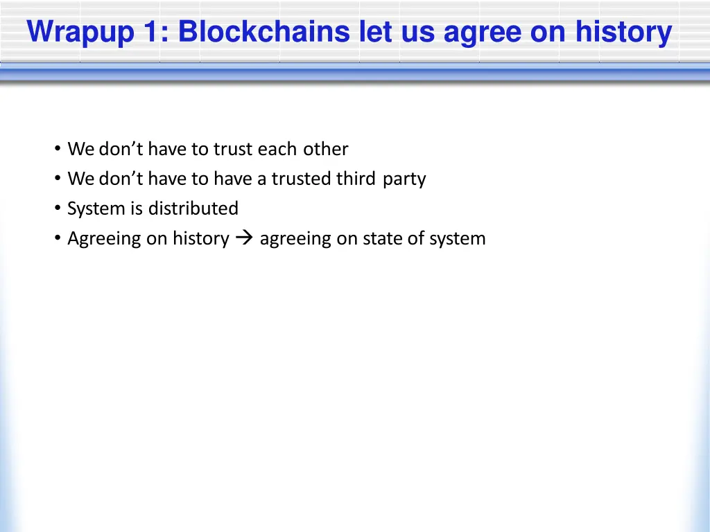 wrapup 1 blockchains let us agree on history