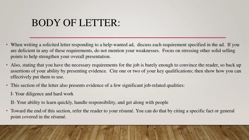 body of letter