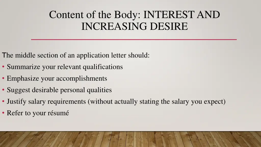 content of the body interest and increasing desire