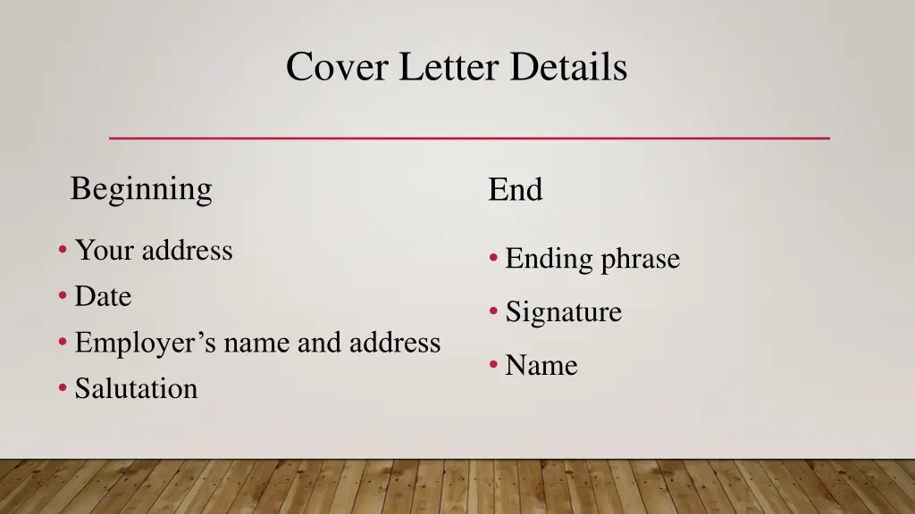 cover letter details