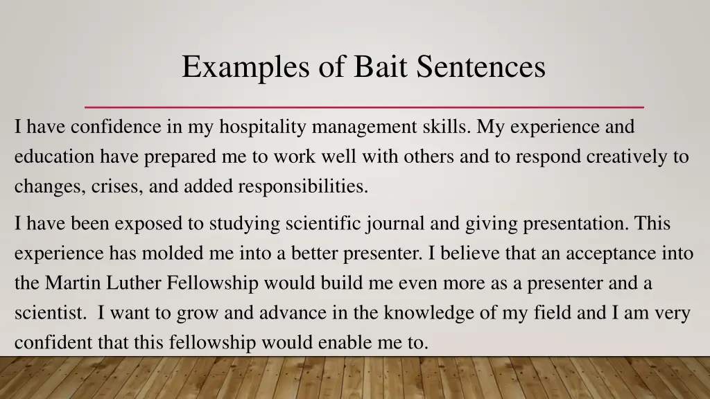 examples of bait sentences