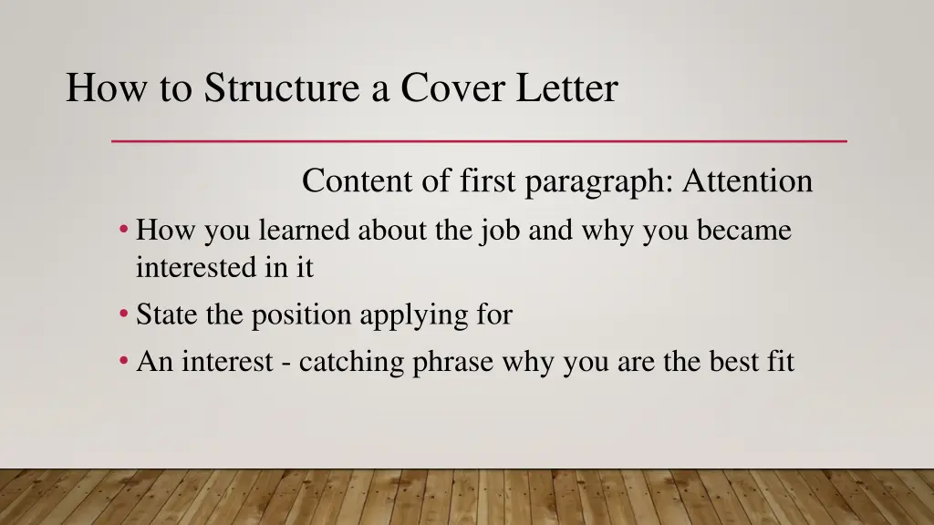 how to structure a cover letter