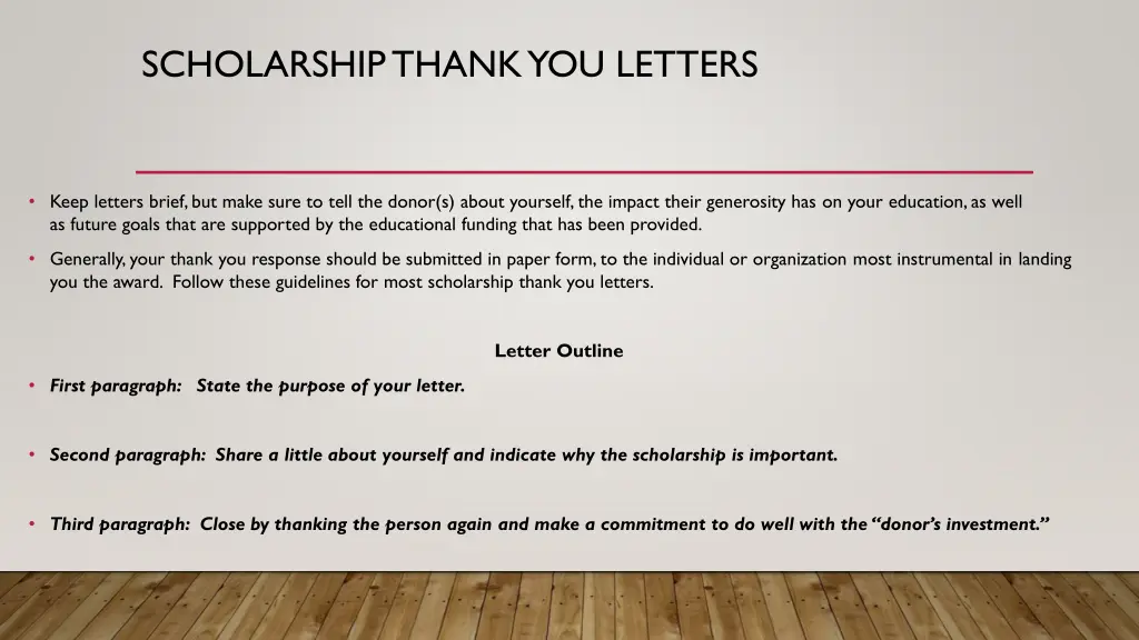 scholarship thank you letters