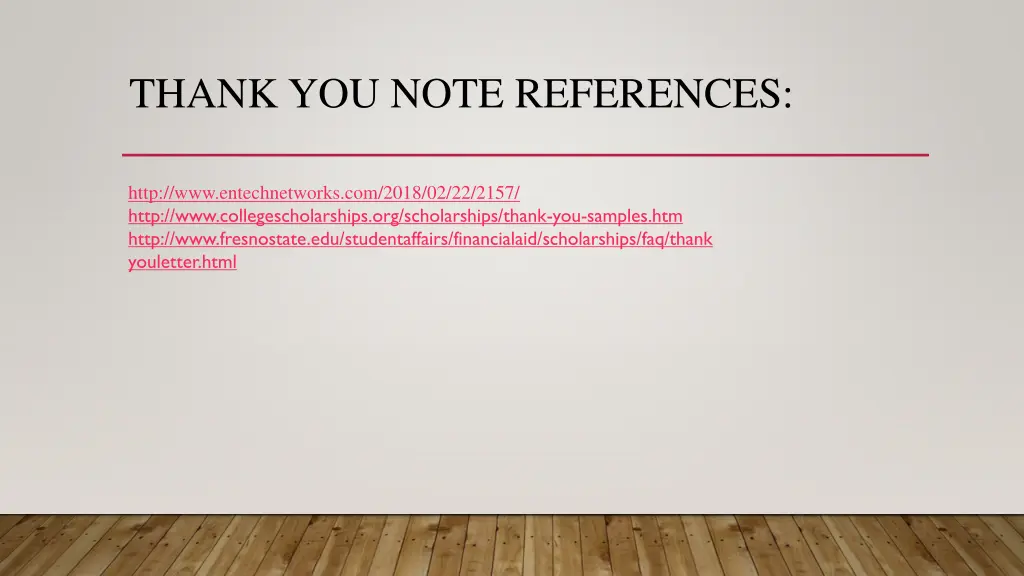 thank you note references