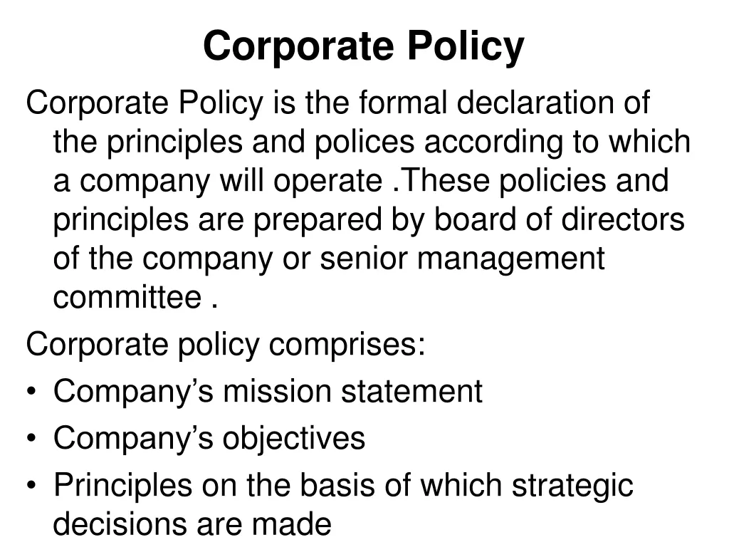 corporate policy