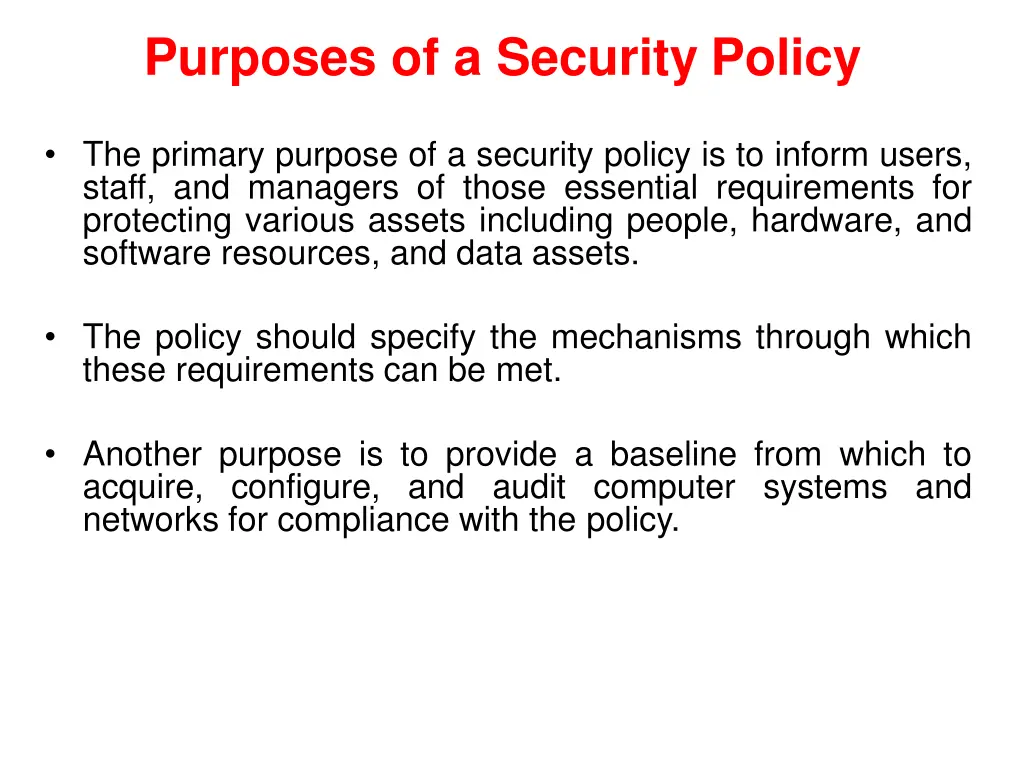 purposes of a security policy