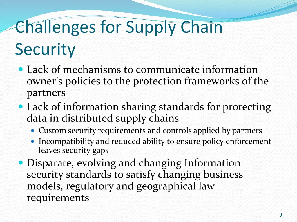 challenges for supply chain security lack