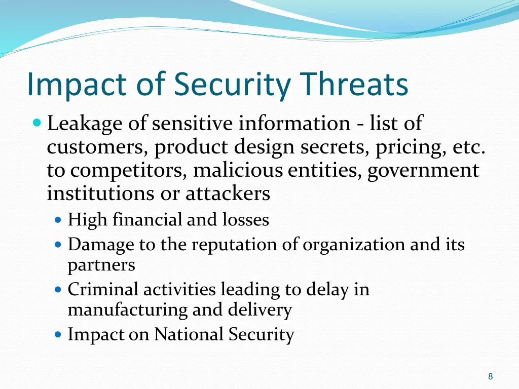 impact of security threats leakage of sensitive