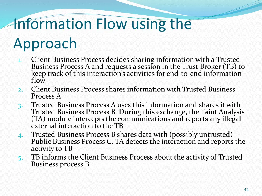 information flow using the approach