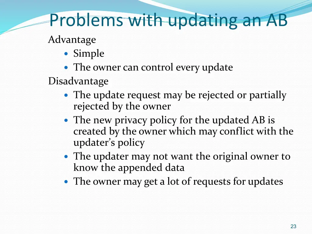 problems with updating an ab advantage simple