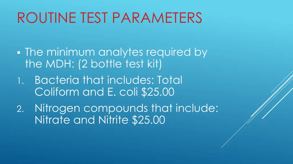 routine test parameters