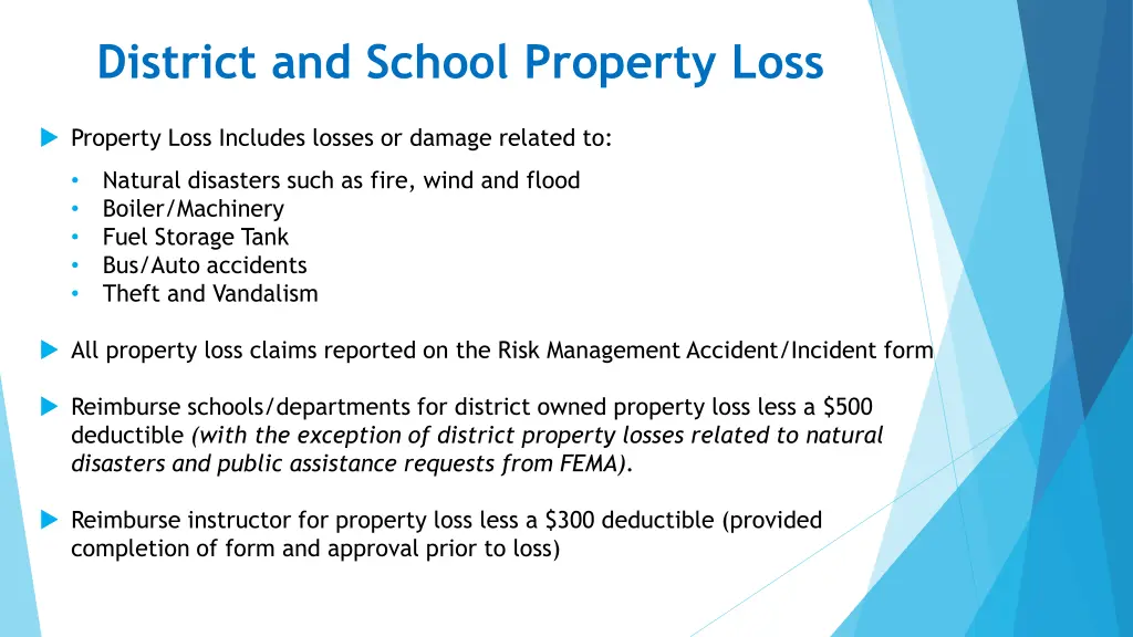 district and school property loss