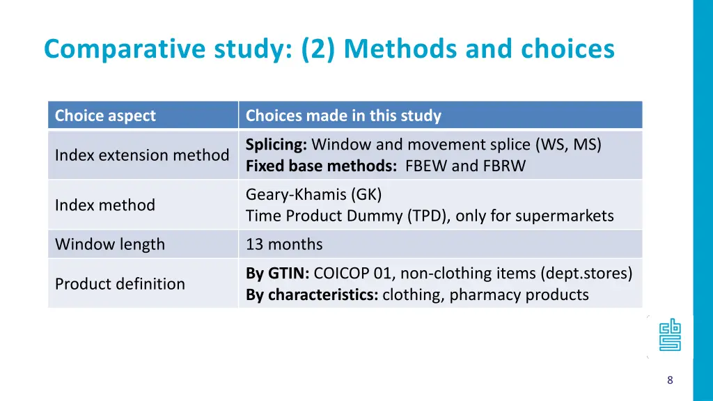 comparative study 2 methods and choices