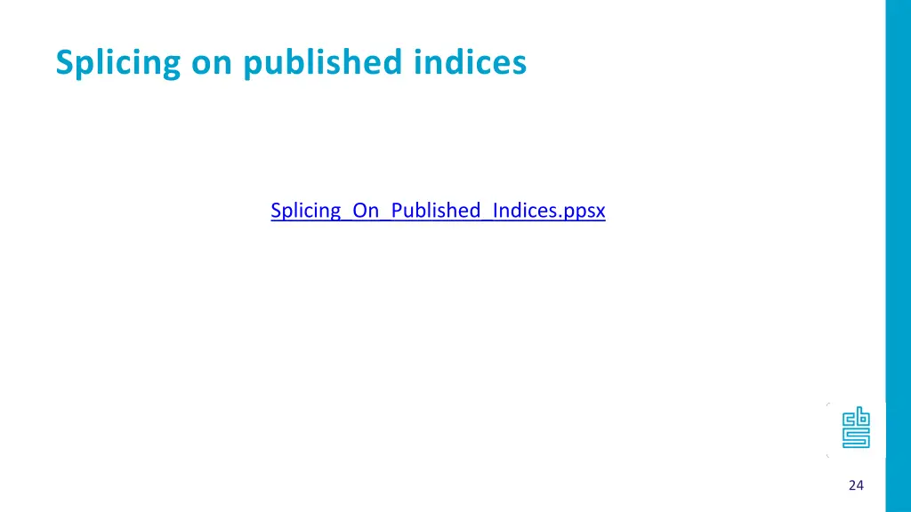 splicing on published indices