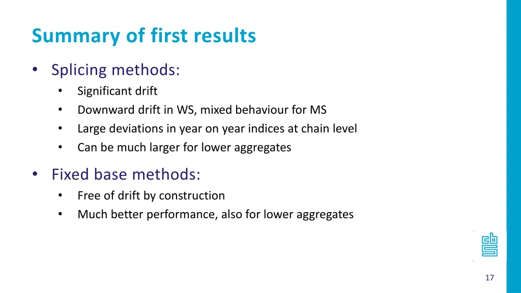 summary of first results