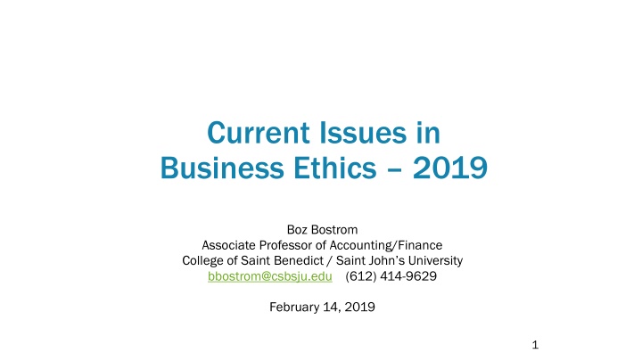 current issues in business ethics 2019