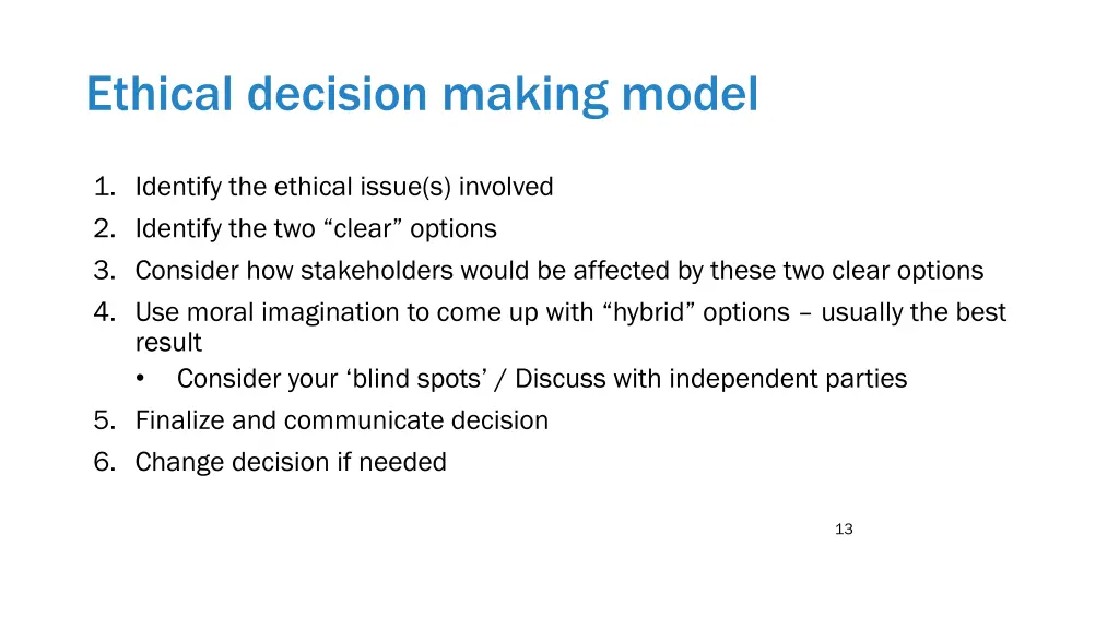 ethical decision making model