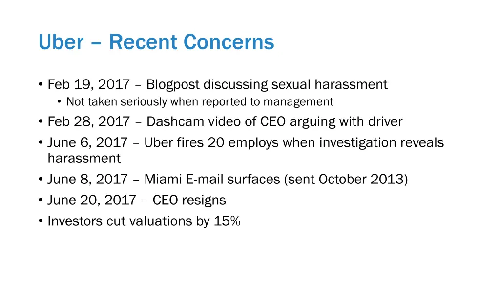 uber recent concerns