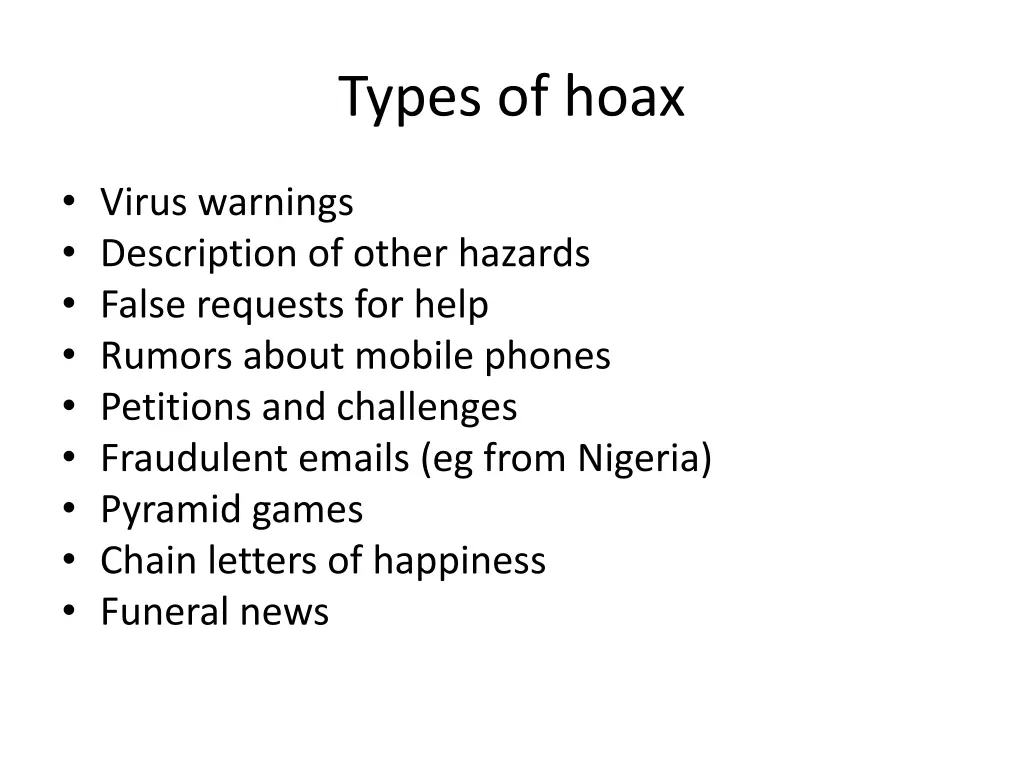 types of hoax