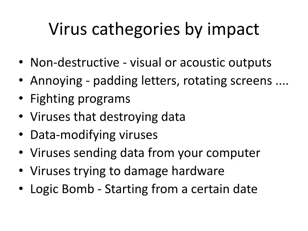 virus cathegories by impact