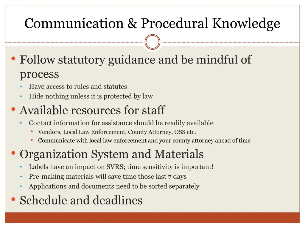 communication procedural knowledge