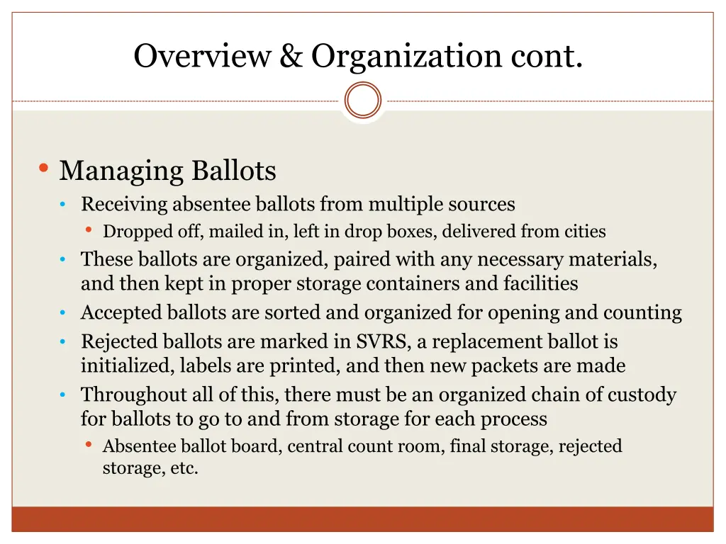 overview organization cont