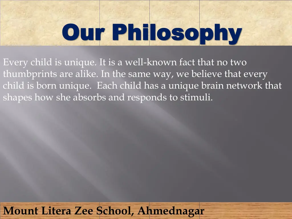 our our p philosophy hilosophy