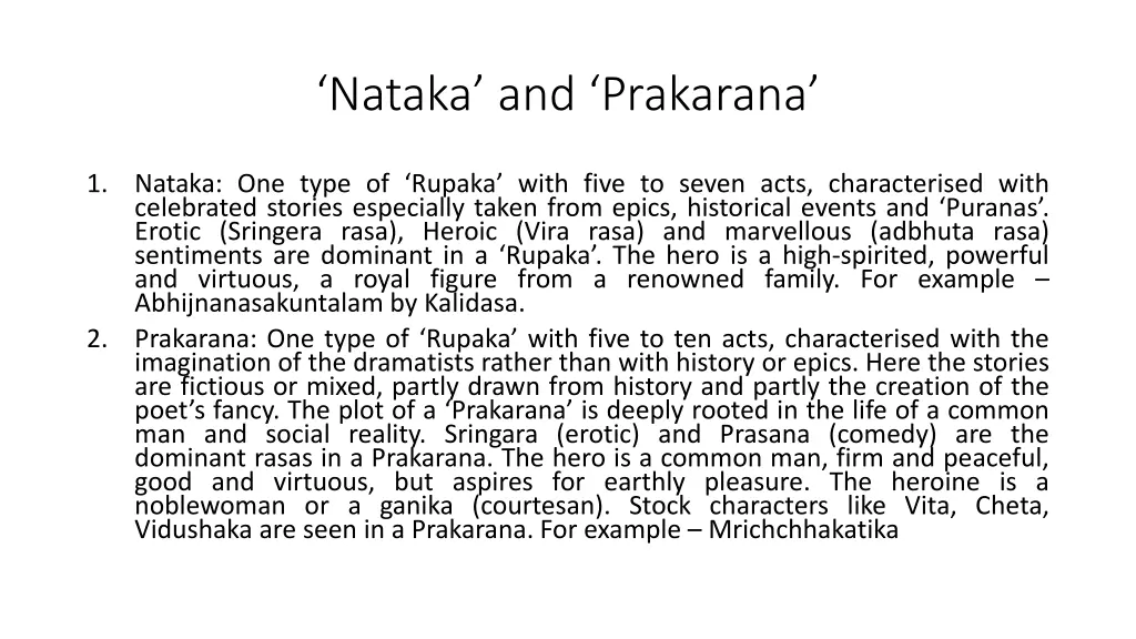 nataka and prakarana