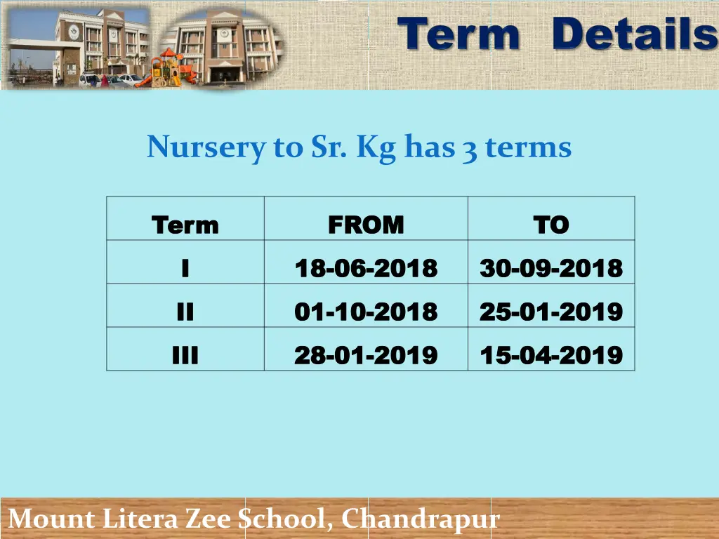 nursery to sr kg has 3 terms