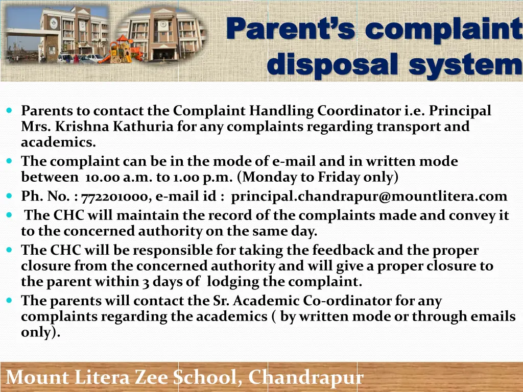 parent s complaint parent s complaint disposal