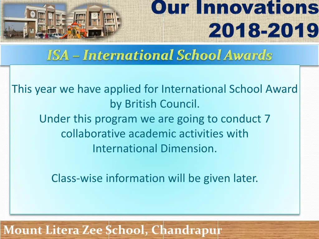 this year we have applied for international