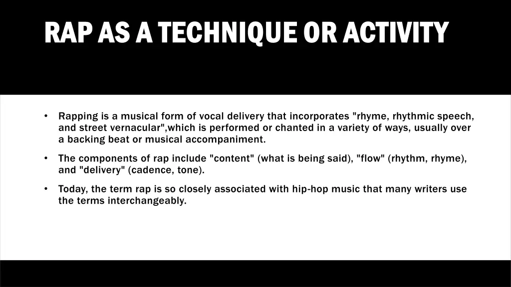 rap as a technique or activity rap as a technique