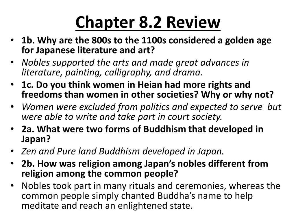 chapter 8 2 review 1b why are the 800s