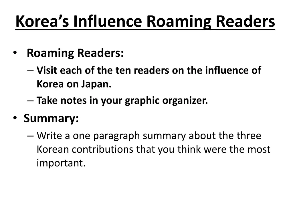 korea s influence roaming readers