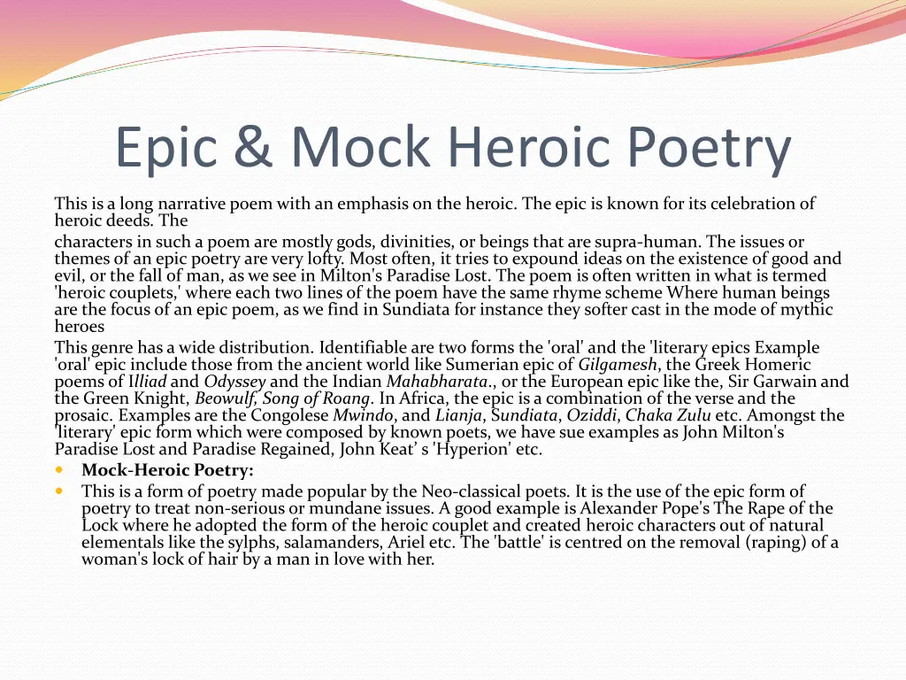 epic mock heroic poetry