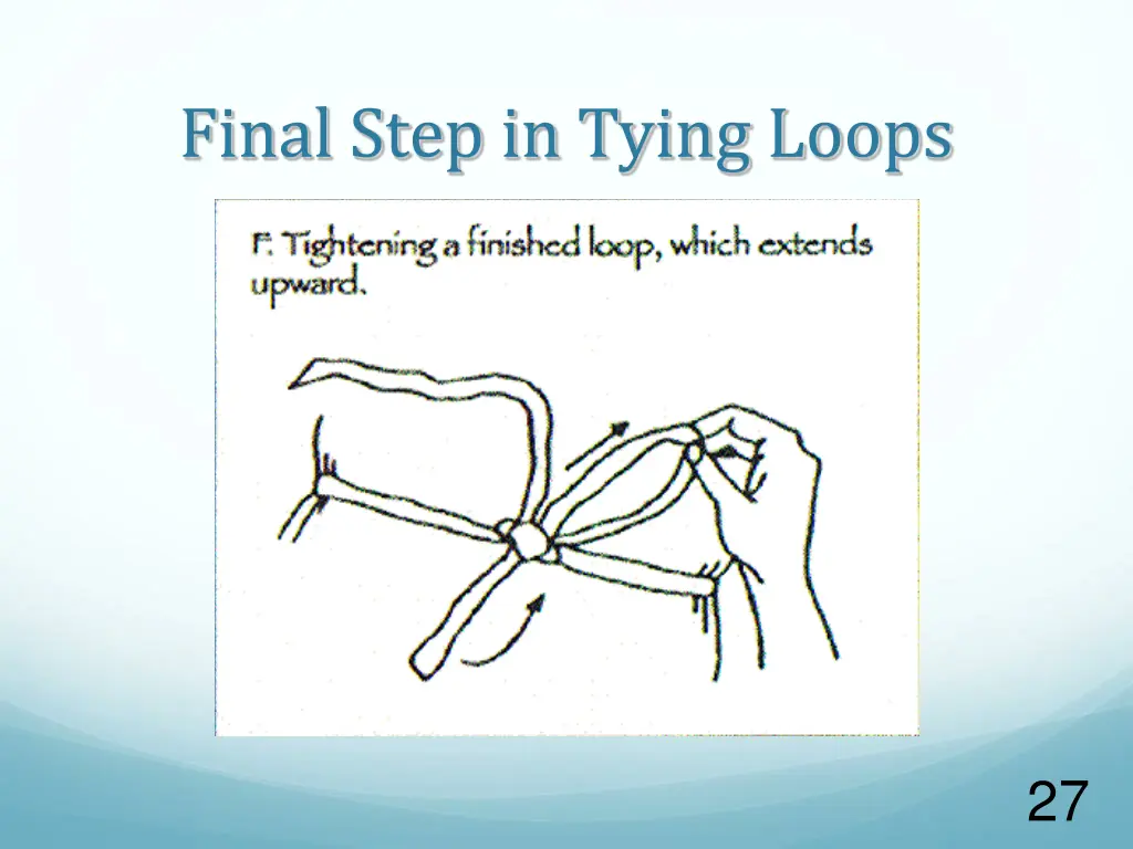 final step in tying loops