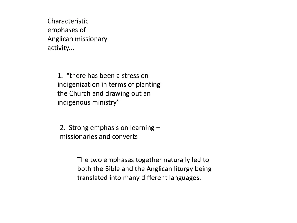 characteristic emphases of anglican missionary