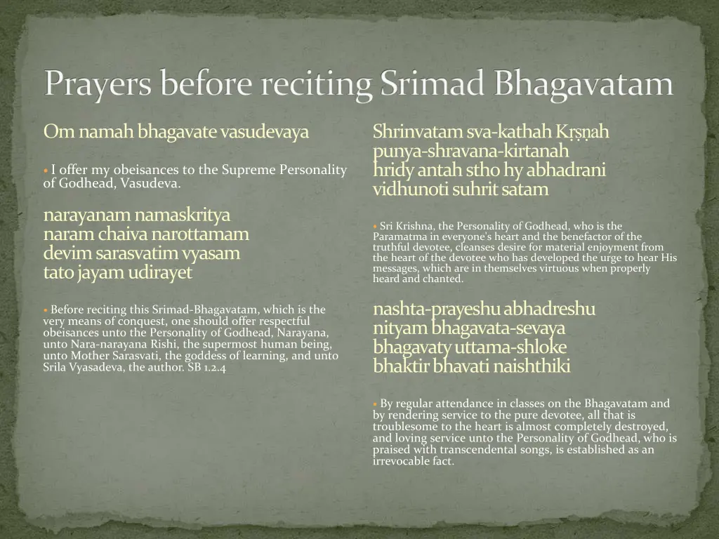 prayers before reciting srimadbhagavatam