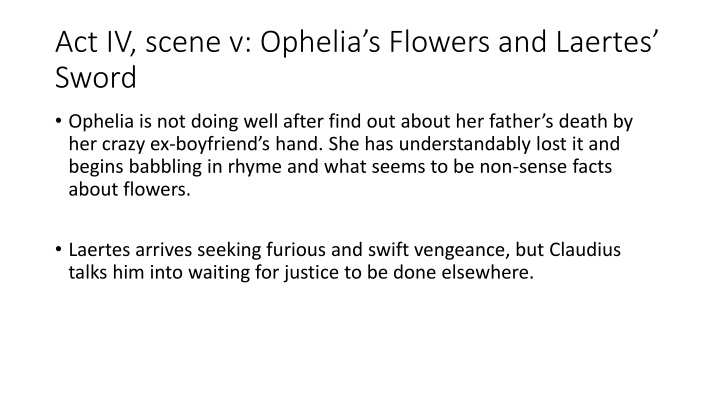 act iv scene v ophelia s flowers and laertes sword