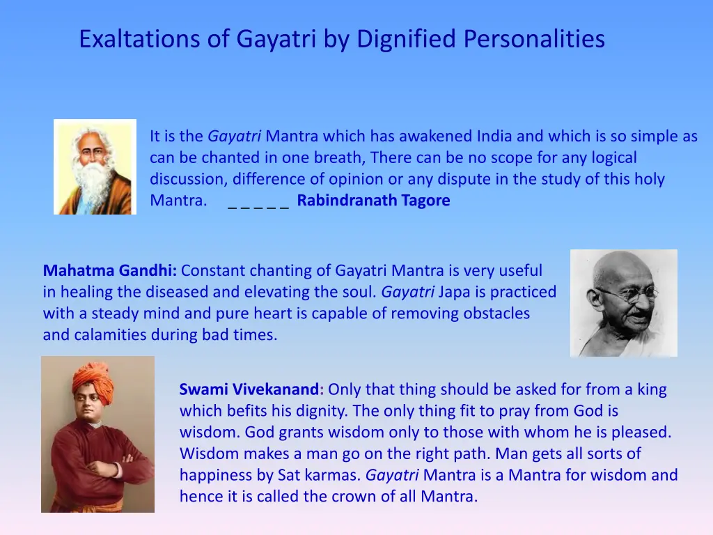 exaltations of gayatri by dignified personalities