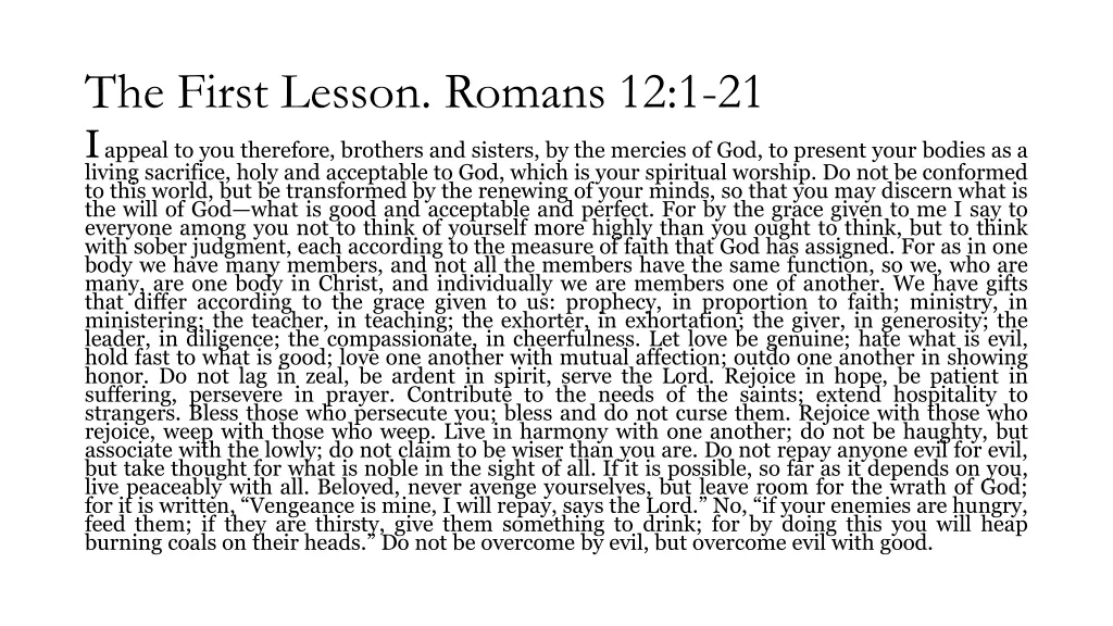 the first lesson romans 12 1 21 i appeal